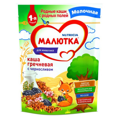 Каша МАЛЮТКА мол Гречка-чернослив с4м 220г /уп6