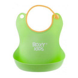 Нагрудник ROXY-KIDS мягкий с кармашком и застежкой, зеленый