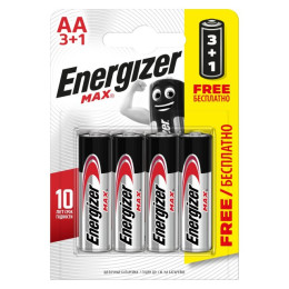 Батарейки Energizer MAX E91 AA 3+1шт в подарок/уп24