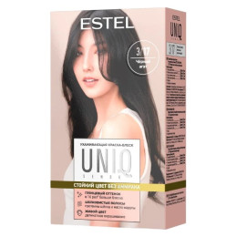 Ухаживающая краска-блеск без аммиака для волос ESTEL UNIQ SENSE 3/17 тёмный шатен пепельно-коричневы