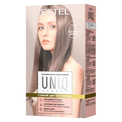 Ухаживающая краска-блеск без аммиака для волос ESTEL UNIQ SENSE 7/1 русый пепельный /уп10