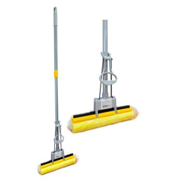 Дом. Сундук Швабра с отжимом телескопическая ручка 1 роликовая и насадкой PVA/уп40