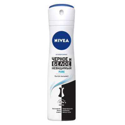 NIVEA DEO Антиперспирант "Черное и Белое.Невидимый Pure" д/женщин спрей 150мл(new)/уп6